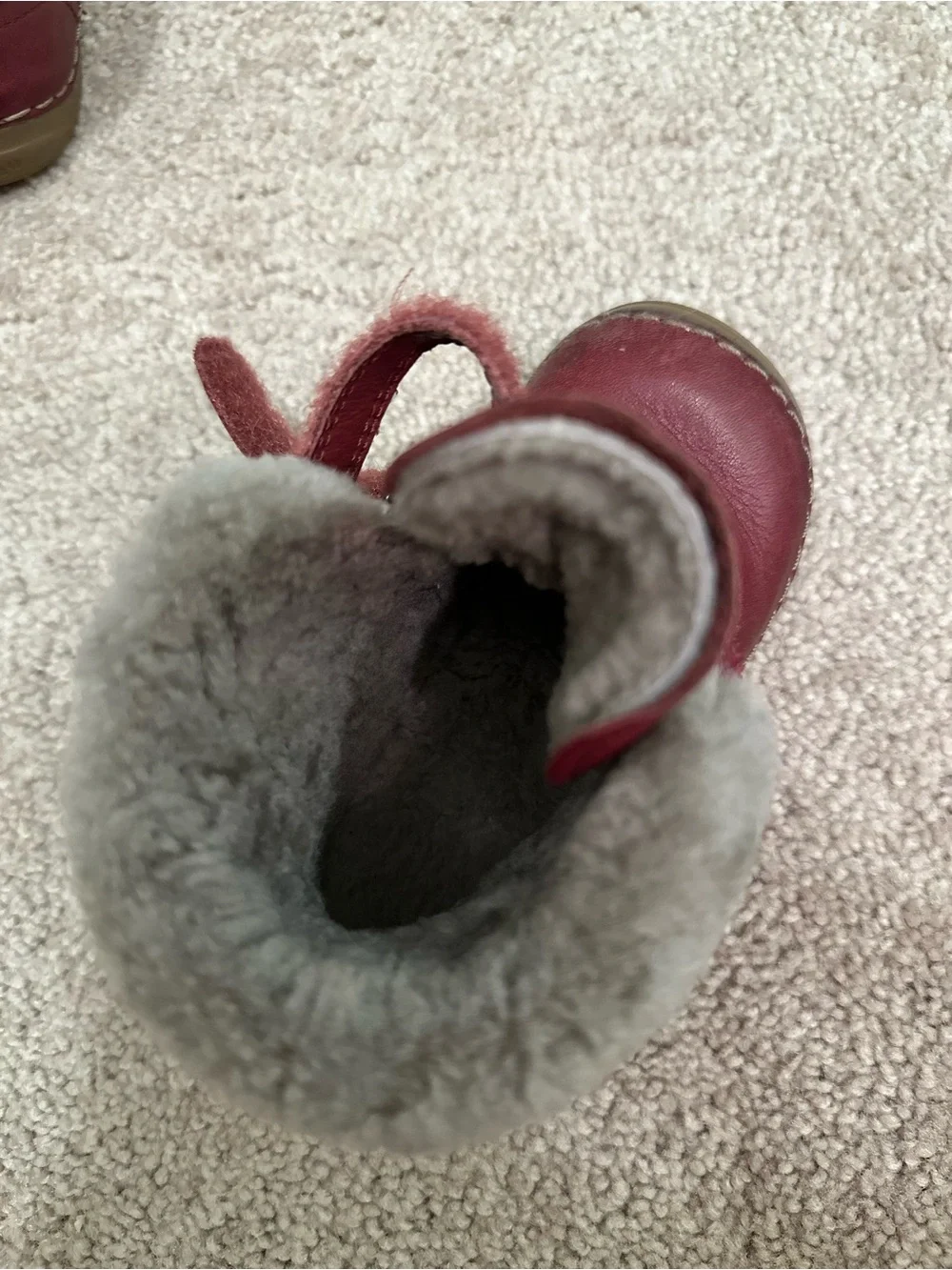 Froddo Kids Burgundy Leather Winter Boots with Fur Lining Size 23 or US 7